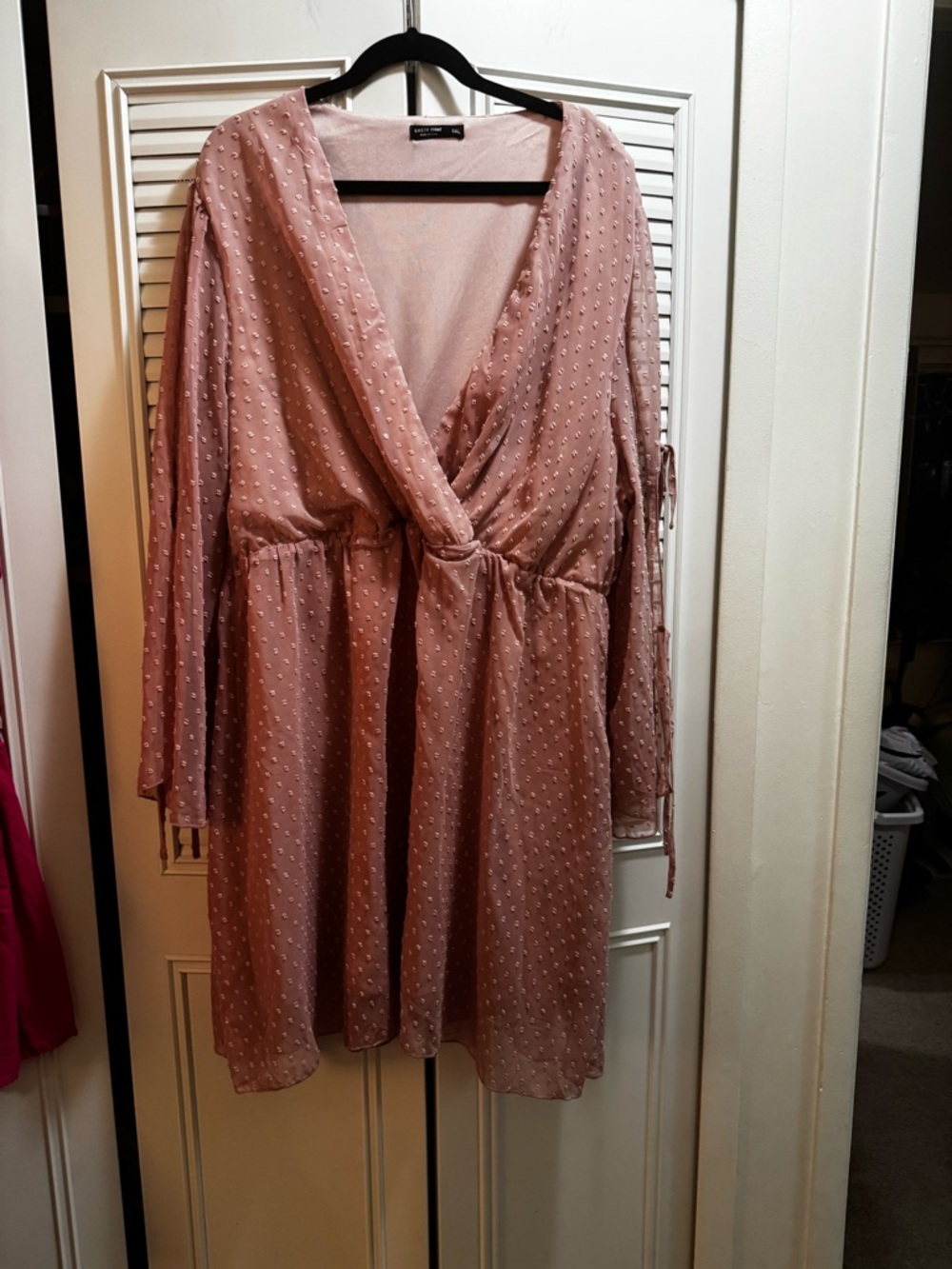 Textured Dusty Rose Wrap Dress